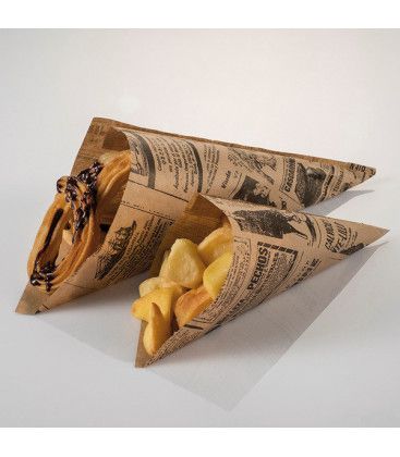 Mini cono de papel antigrasa vintage Newsfood de Effimer (2000 uds.)